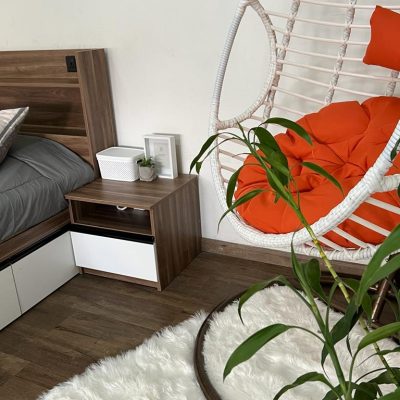 Bedroom design with a cosy swing chair